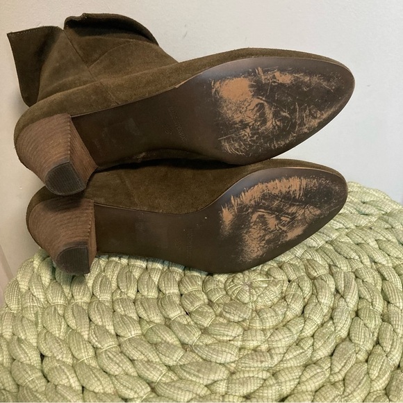 Free People Adella Musk Khaki Dark Green Suede Slip On Low Heel Booties - Picture 7 of 11